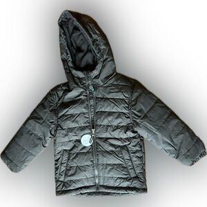 NWT Whale’s Tail Kids Unisex Black Puffer Jacket Coat Size 6 With Hood